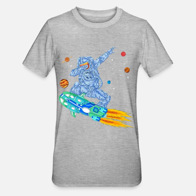 T-shirt spatial Astronaute en hoverboard - T-shirt polycoton Unisexe - gris chiné