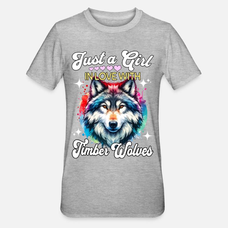 Grauwolf Mädchen Timber Wolf - Unisex Polycotton T-Shirt - Grau meliert
