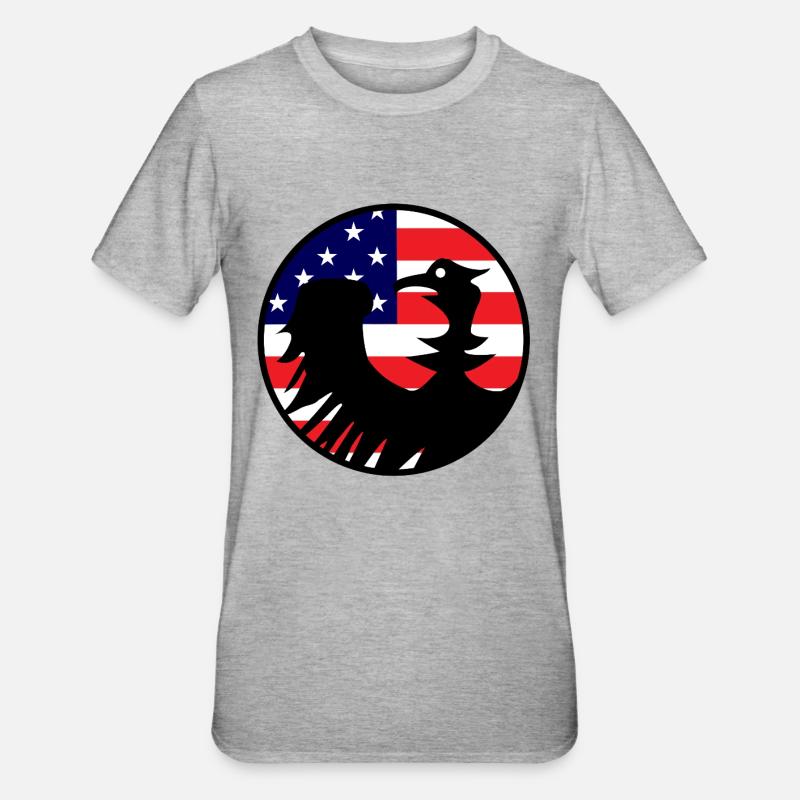 Drapeau de l’aigle aux États-Unis - T-shirt polycoton Unisexe - gris chiné