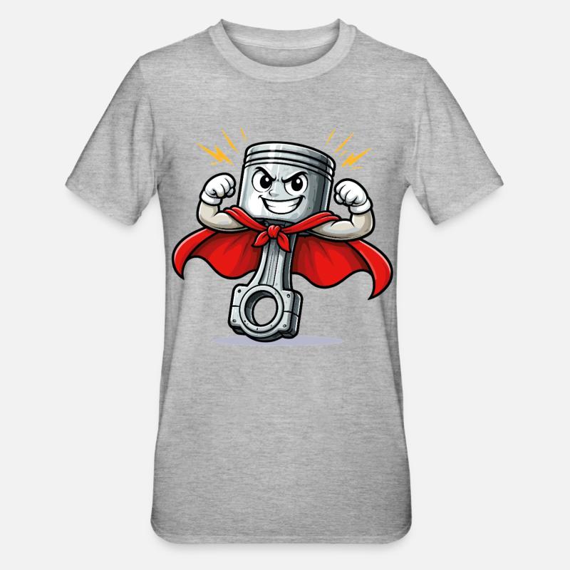 Mechanikers Superheld Piston - Unisex Polycotton T-Shirt - Grau meliert
