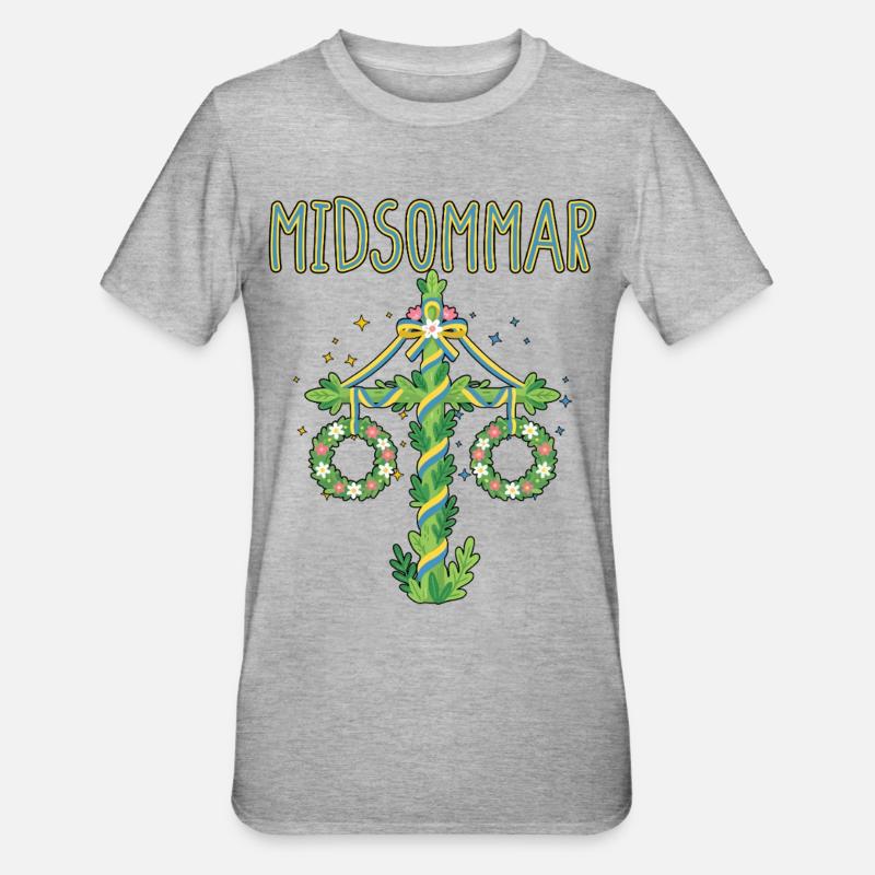 Litha Pagan Solstice d’été Midsommar - T-shirt polycoton Unisexe - gris chiné