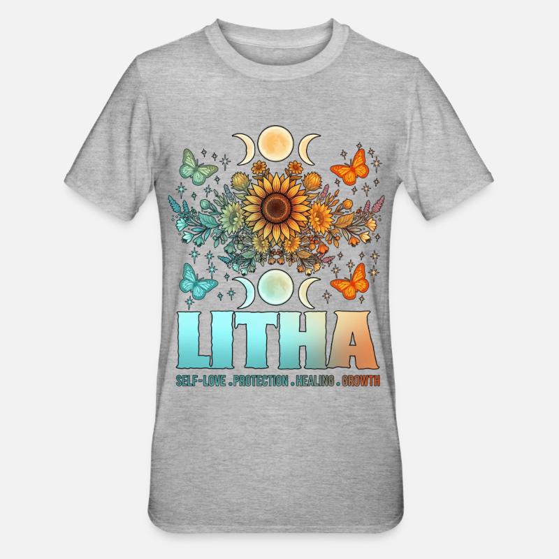 Litha Pagan Solstice d’été Midsommar - T-shirt polycoton Unisexe - gris chiné