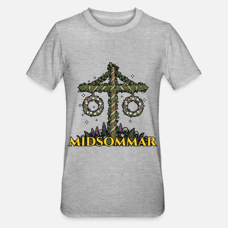 Litha Pagan Solstice d’été Midsommar - T-shirt polycoton Unisexe - gris chiné