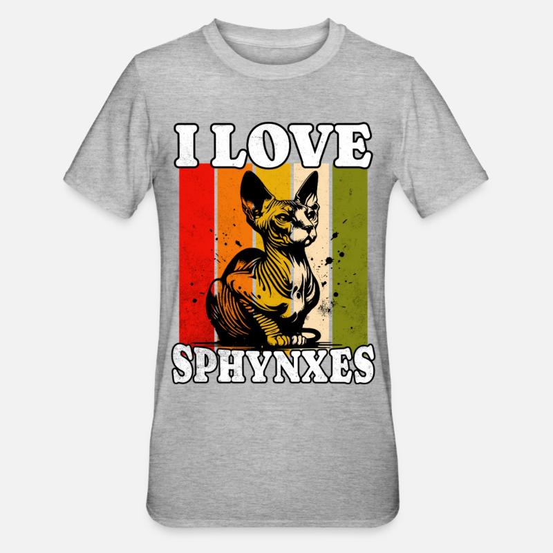 J’adore Sphynx Cat - T-shirt polycoton Unisexe - gris chiné