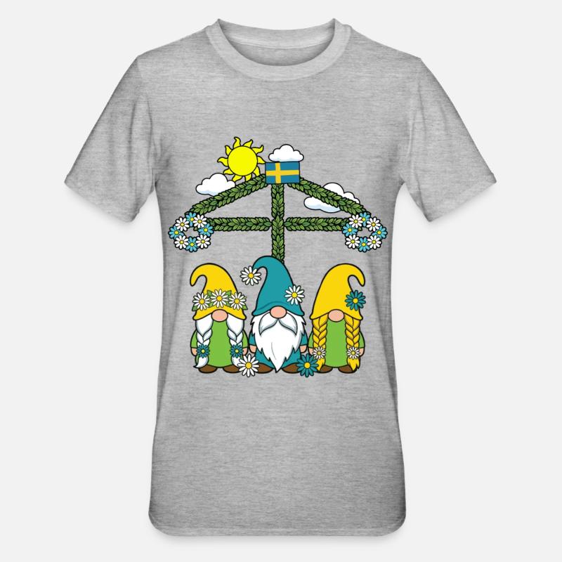 Litha Pagan Solstice d’été Midsommar - T-shirt polycoton Unisexe - gris chiné
