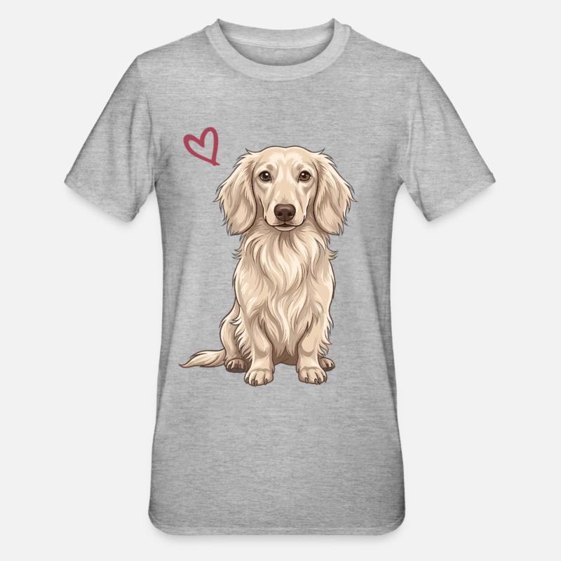 Teckel blanc, teckel blanc anglais - T-shirt polycoton Unisexe - gris chiné