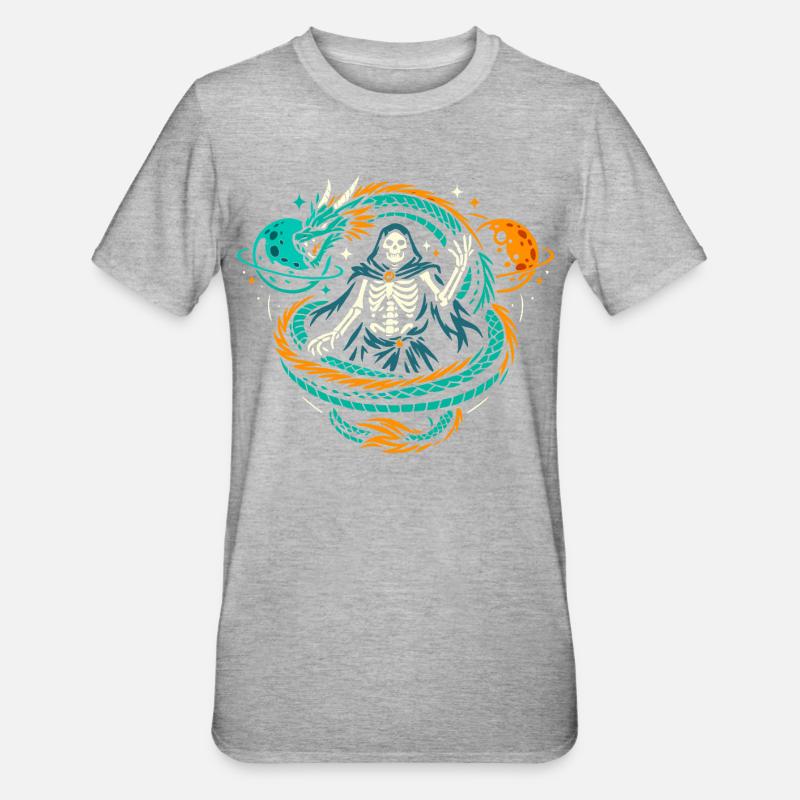 Drachen Skelett - Unisex Polycotton T-Shirt - Grau meliert