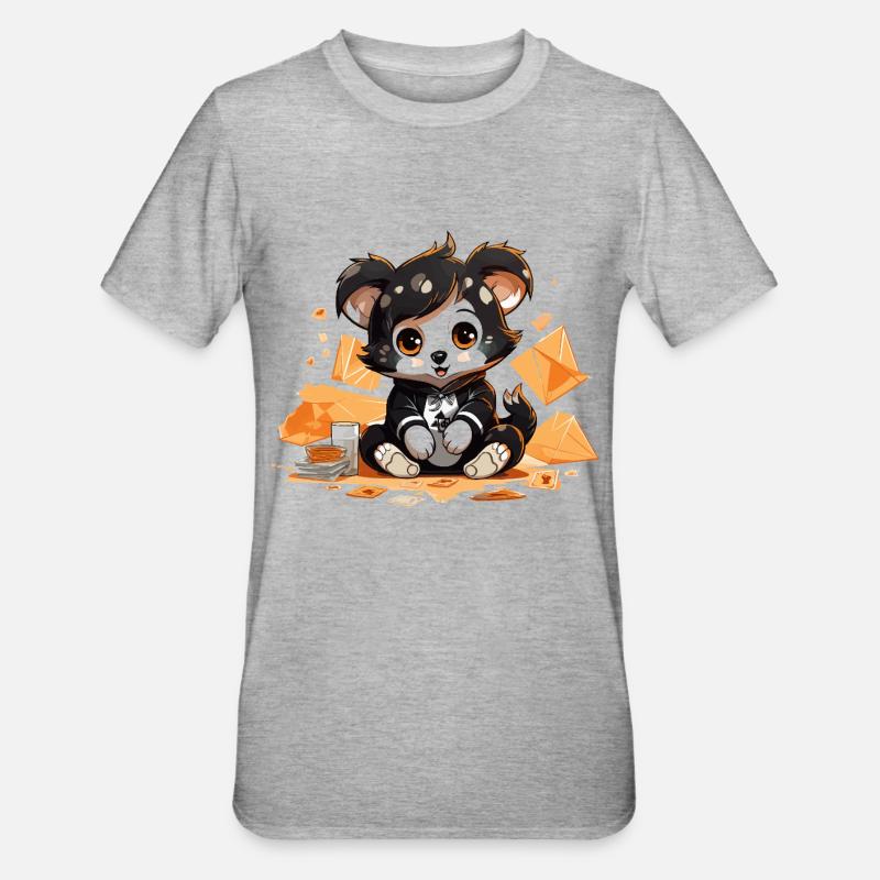 Cuddly panda with a windfall - Unisex Polycotton T-Shirt - heather grey