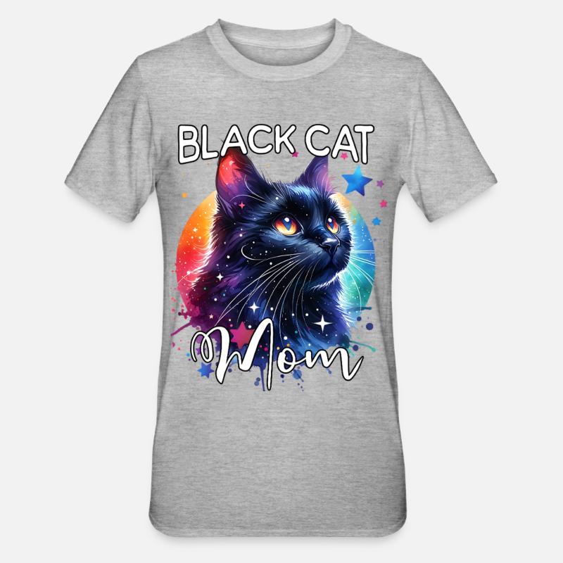 Maman Chat Noir - T-shirt polycoton Unisexe - gris chiné