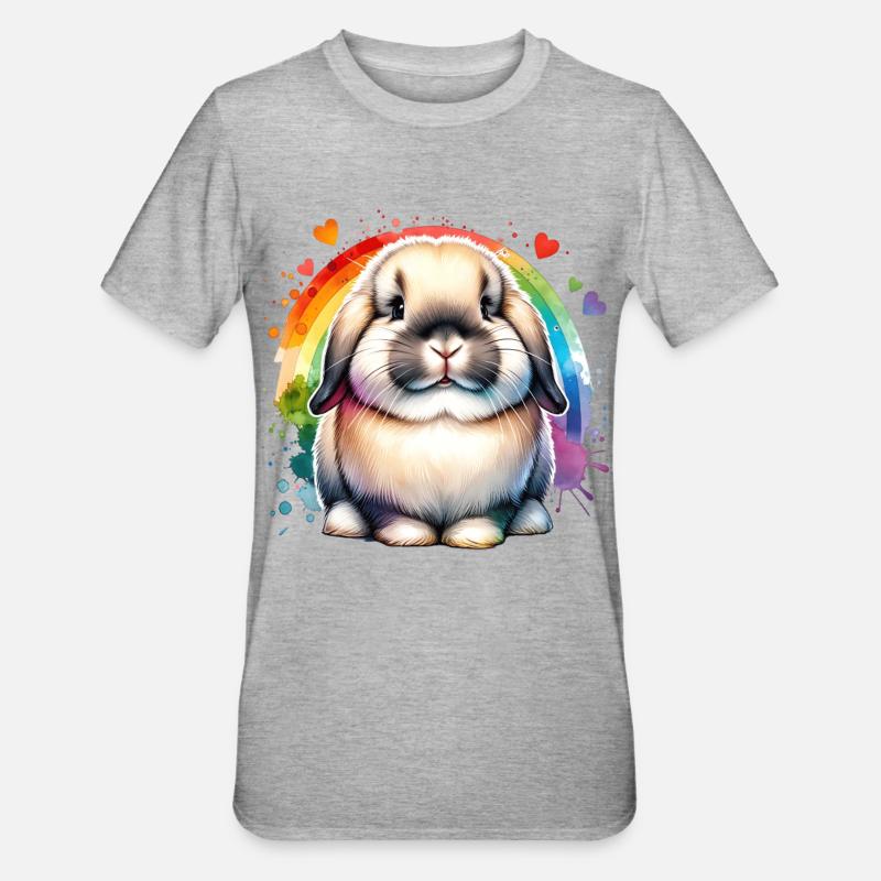 Dwarf Ram Rabbit Gift - Unisex Polycotton T-Shirt - heather grey