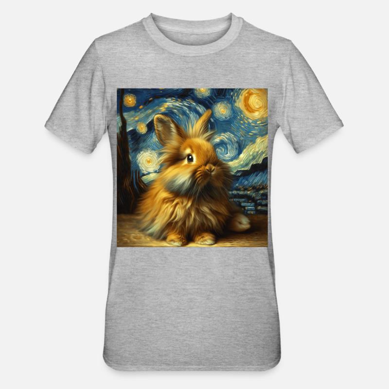 Dwarf Rabbit Starry Night - Unisex Polycotton T-Shirt - heather grey