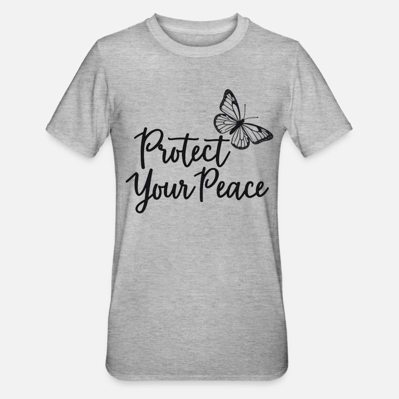 Proteggi la tua pace Farfalla Pace interiore - Maglietta unisex, mix cotone e poliestere - grigio melange