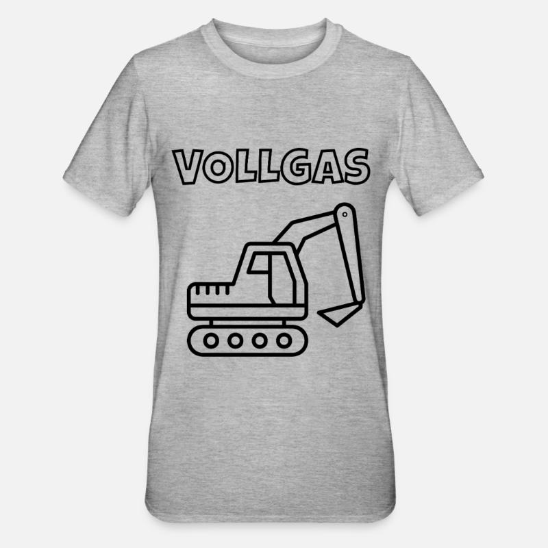 Vollgas Roter Bagger - Unisex Polycotton T-Shirt - Grau meliert