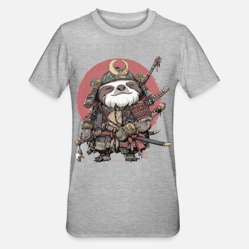 Sloth Samurai Armor - Unisex Polycotton T-Shirt - heather grey