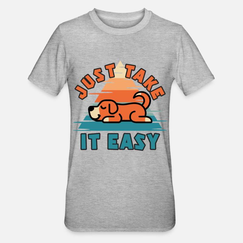 Just Take It Easy Retro Dog - Unisex Polycotton T-Shirt - heather grey