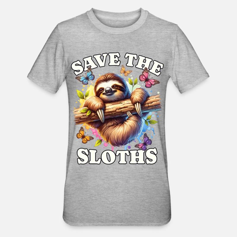 Faultier Save Sloth - Unisex Polycotton T-Shirt - heather grey