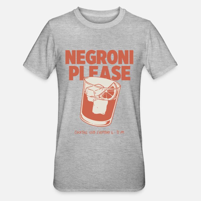 Negroni Please - Cocktail rétro & Happy Hour - T-shirt polycoton Unisexe - gris chiné