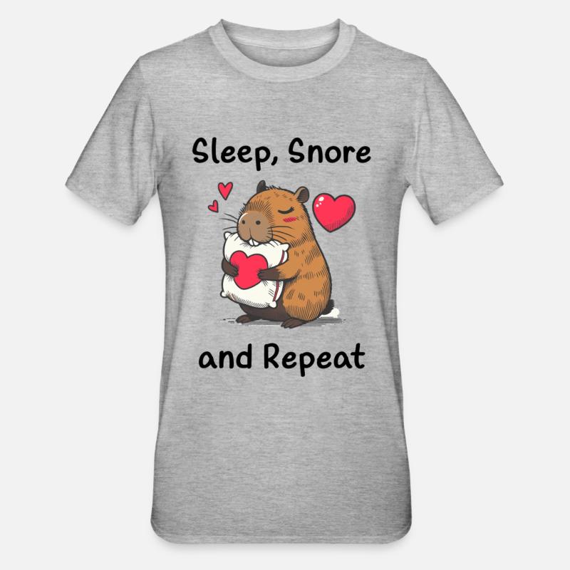 Capybara Herzliebe - Unisex Polycotton T-Shirt - Grau meliert