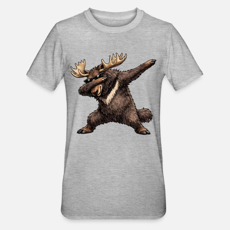 Dabbing Moose - Unisex Polycotton T-Shirt - heather grey