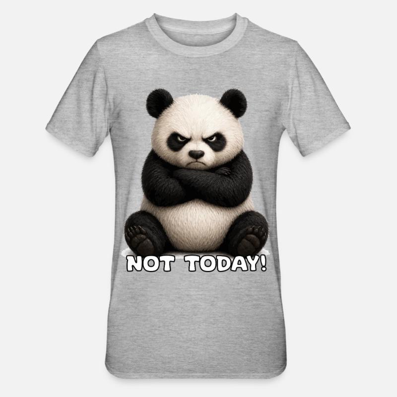 Mème Panda Pas Aujourd’hui - T-shirt polycoton Unisexe - gris chiné