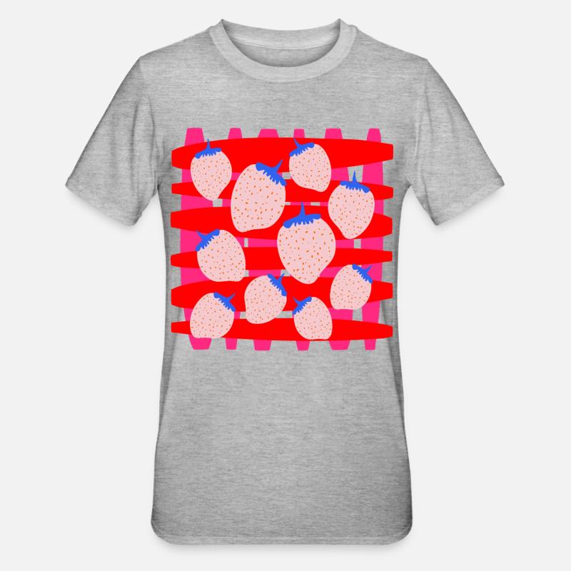 Erdbeeren - Unisex Polycotton T-Shirt - Grau meliert