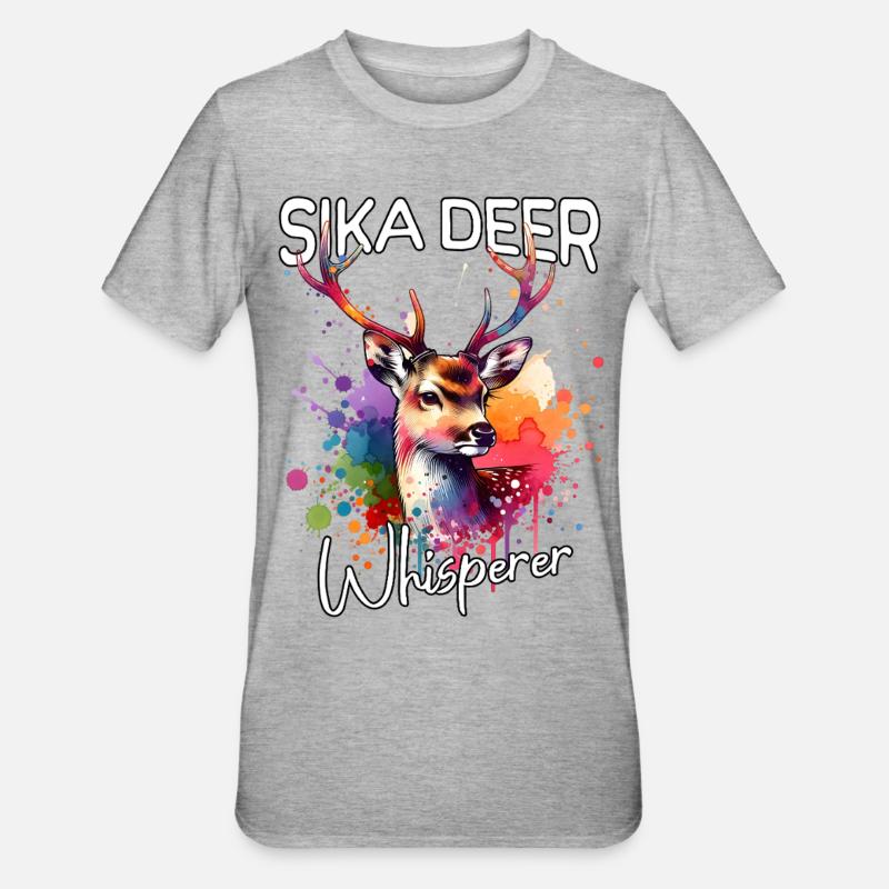 Sikahirsch Flüsterer - Unisex Polycotton T-Shirt - Grau meliert