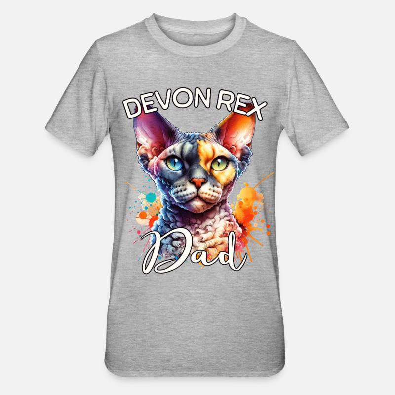 Devon Rex Papa - Unisex Polycotton T-Shirt - Grau meliert