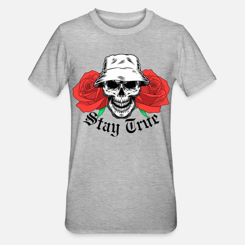 Reste True Skull - T-shirt polycoton Unisexe - gris chiné