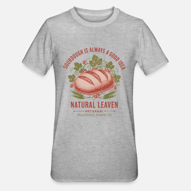 Sauerteigbrot Backbäcker Sauerteigstarter - Unisex Polycotton T-Shirt - Grau meliert