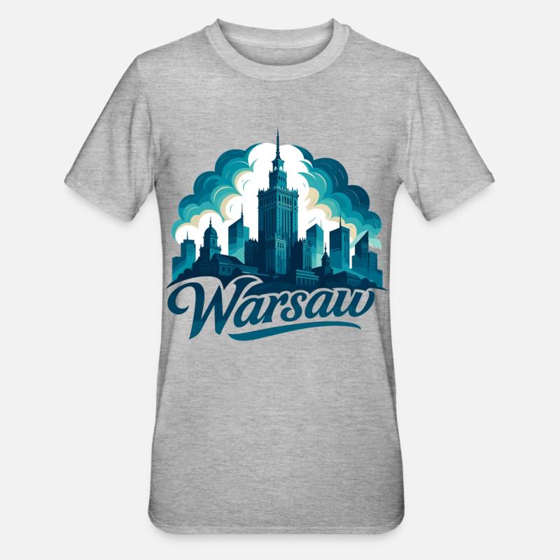 Skyline de Varsovie : Épique & Fantastique - T-shirt polycoton Unisexe - gris chiné