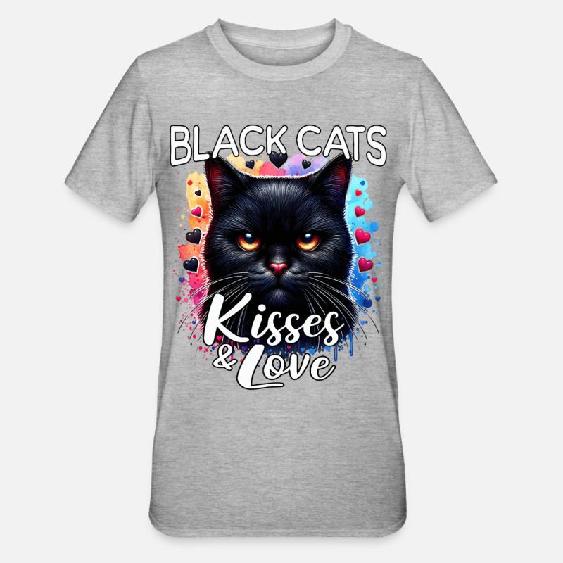 Amour du chat noir - T-shirt polycoton Unisexe - gris chiné