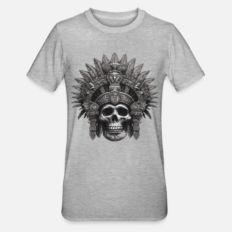 Maya Krieger Azteken Design - Unisex Polycotton T-Shirt - Grau meliert