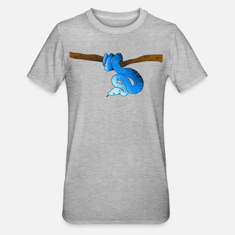 Serpent Bleu - T-shirt polycoton Unisexe - gris chiné