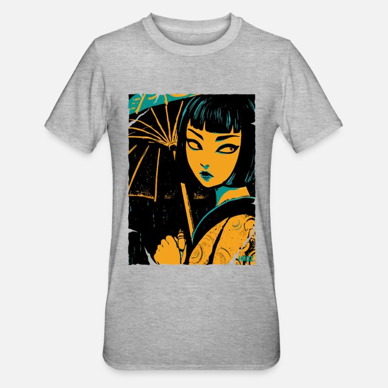Geishas en lumière néon - T-shirt polycoton Unisexe - gris chiné