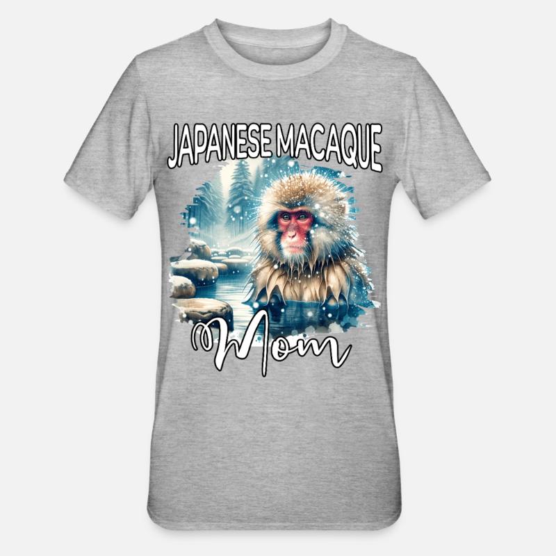 Maman macaque japonaise - T-shirt polycoton Unisexe - gris chiné