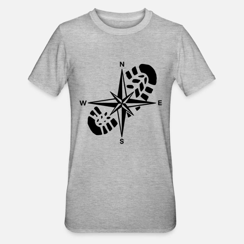 Hiker Compass Hiking Gift - Unisex Polycotton T-Shirt - heather grey