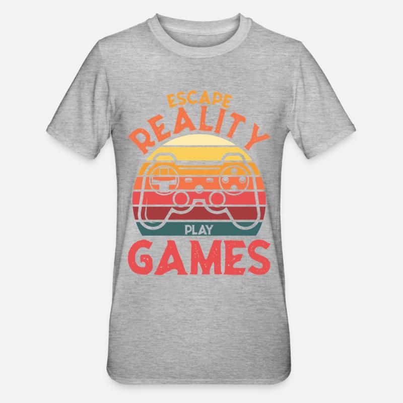 Escape Reality – Games & Play Retro Controller - Unisex Polycotton T-Shirt - heather grey