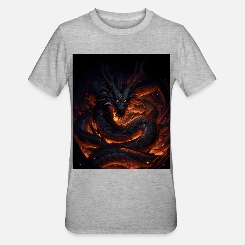 Lava Dragon in Shadowfire - Unisex Polycotton T-Shirt - heather grey