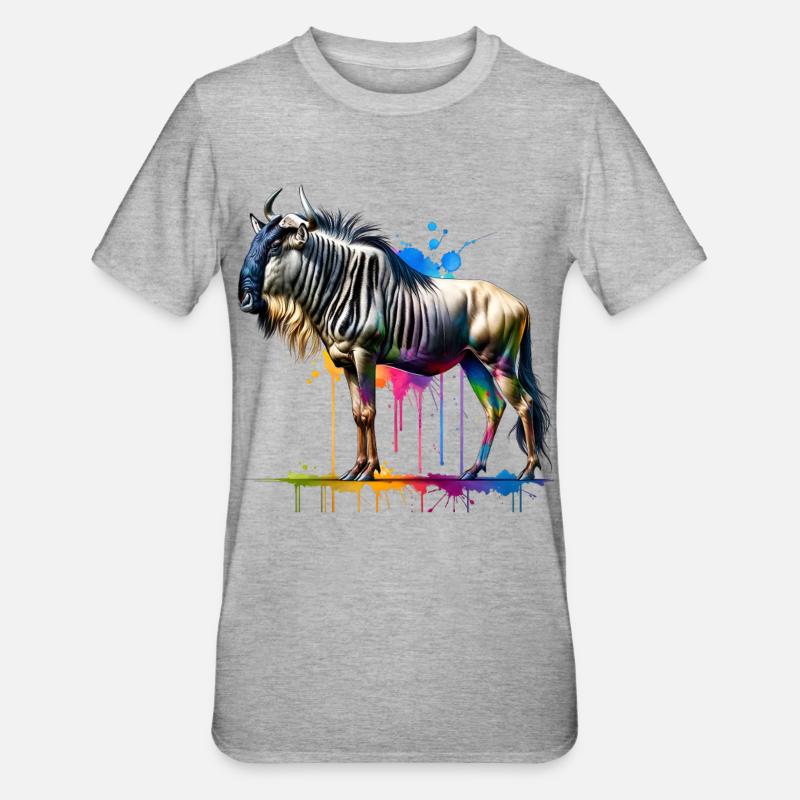 Gnu Geschenk - Unisex Polycotton T-Shirt - Grau meliert