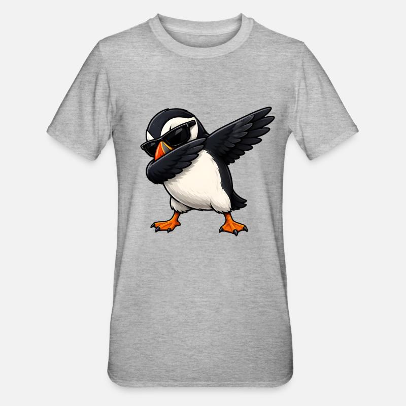 Dabbing puffins - Unisex Polycotton T-Shirt - heather grey