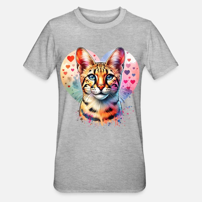 Savannah Cat - Unisex Polycotton T-Shirt - heather grey