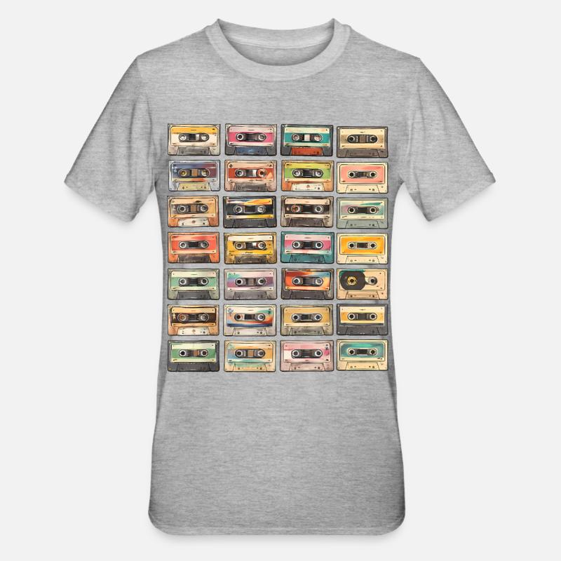 Cassettes rétro - T-shirt polycoton Unisexe - gris chiné