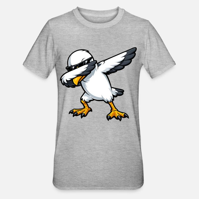Dabbing Möwe - Unisex Polycotton T-Shirt - Grau meliert