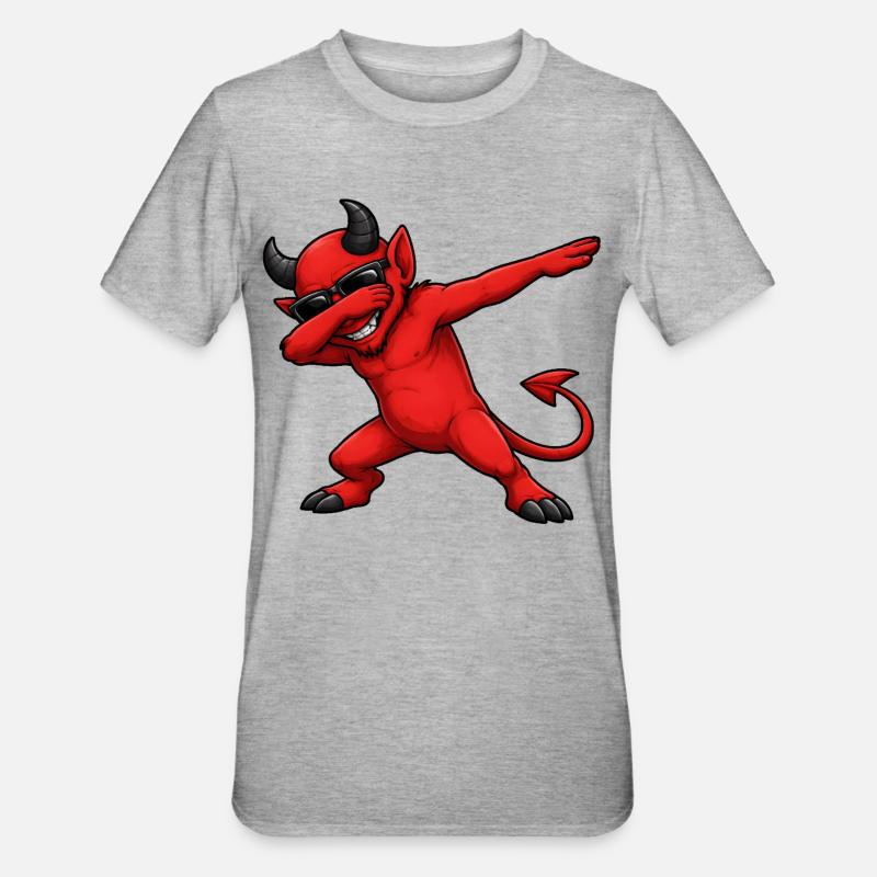 Dabbing Devil - Unisex Polycotton T-Shirt - heather grey