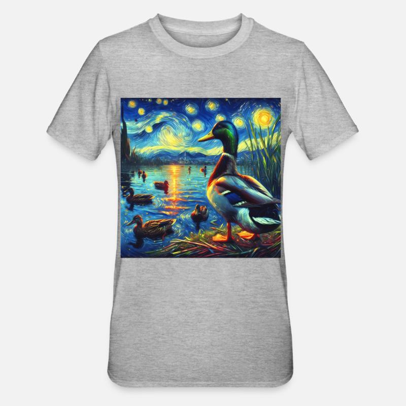 Nuit étoilée de canard colvert - T-shirt polycoton Unisexe - gris chiné