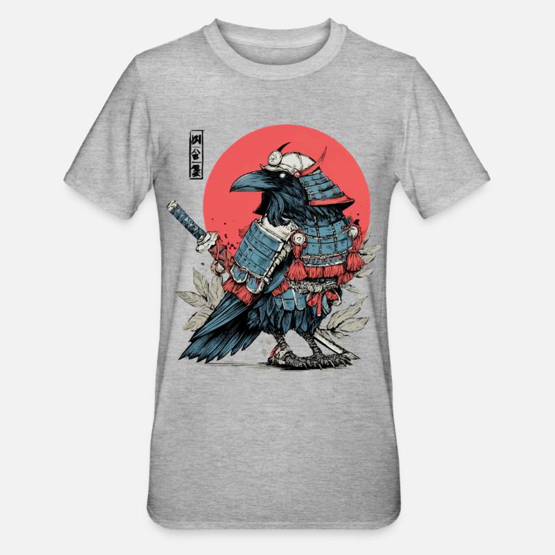 Crimson Samurai Raven Armor - Unisex Polycotton T-Shirt - heather grey