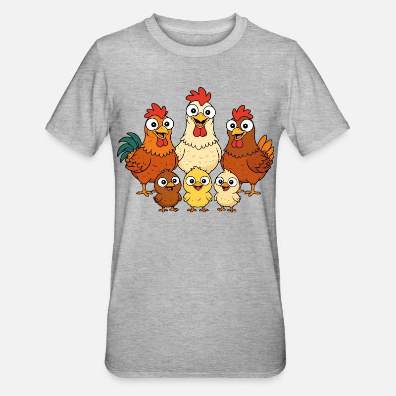 Chickens, roosters and chicks - Unisex Polycotton T-Shirt - heather grey
