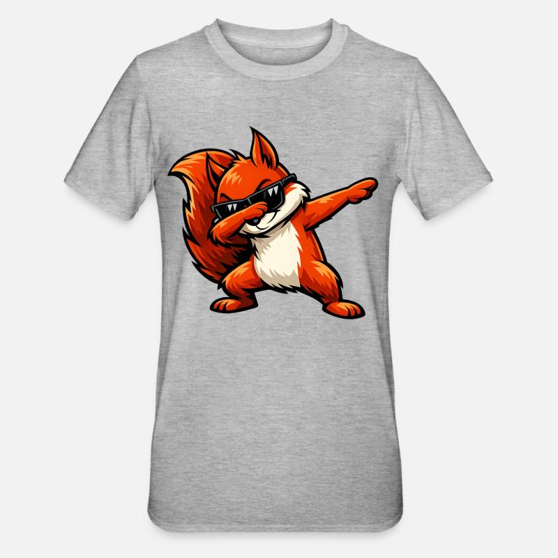 Dabbing Rotes Eichhörnchen - Unisex Polycotton T-Shirt - Grau meliert