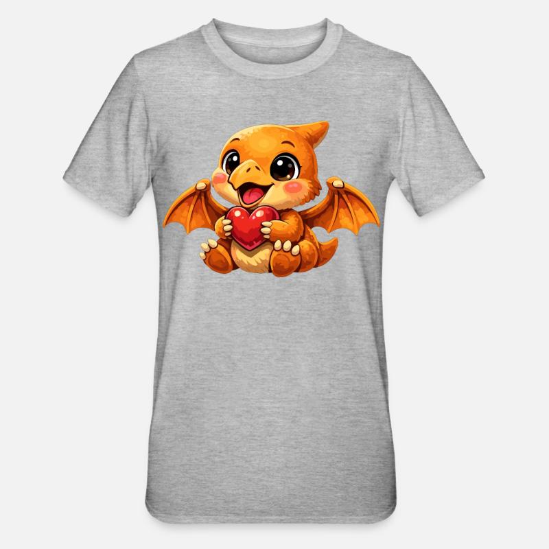 Petit ptérodactyle bébé – Ptérosaure mignon - T-shirt polycoton Unisexe - gris chiné