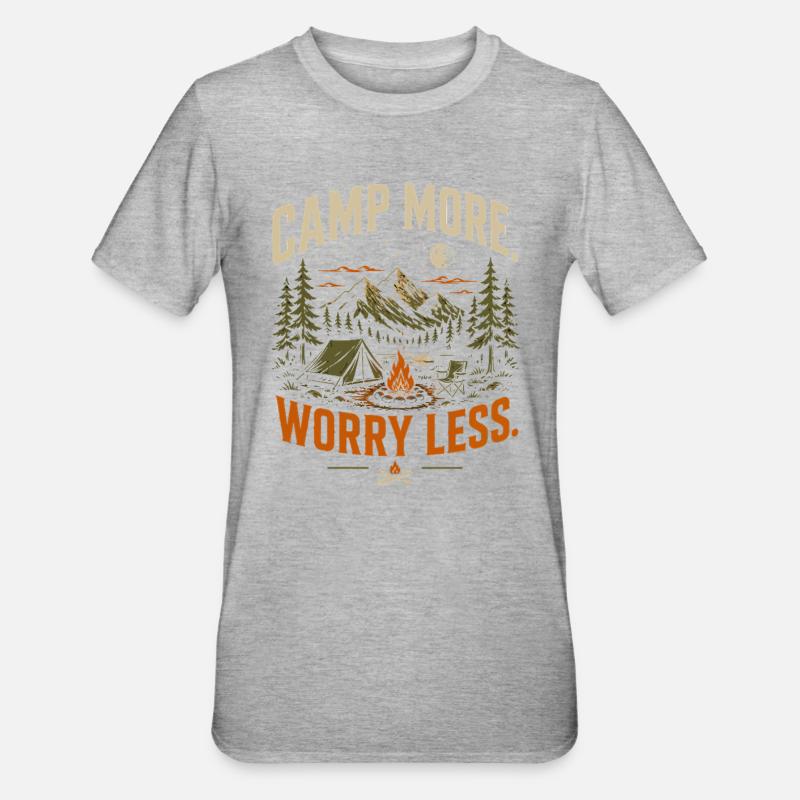 Camping more, worries less - Unisex Polycotton T-Shirt - heather grey